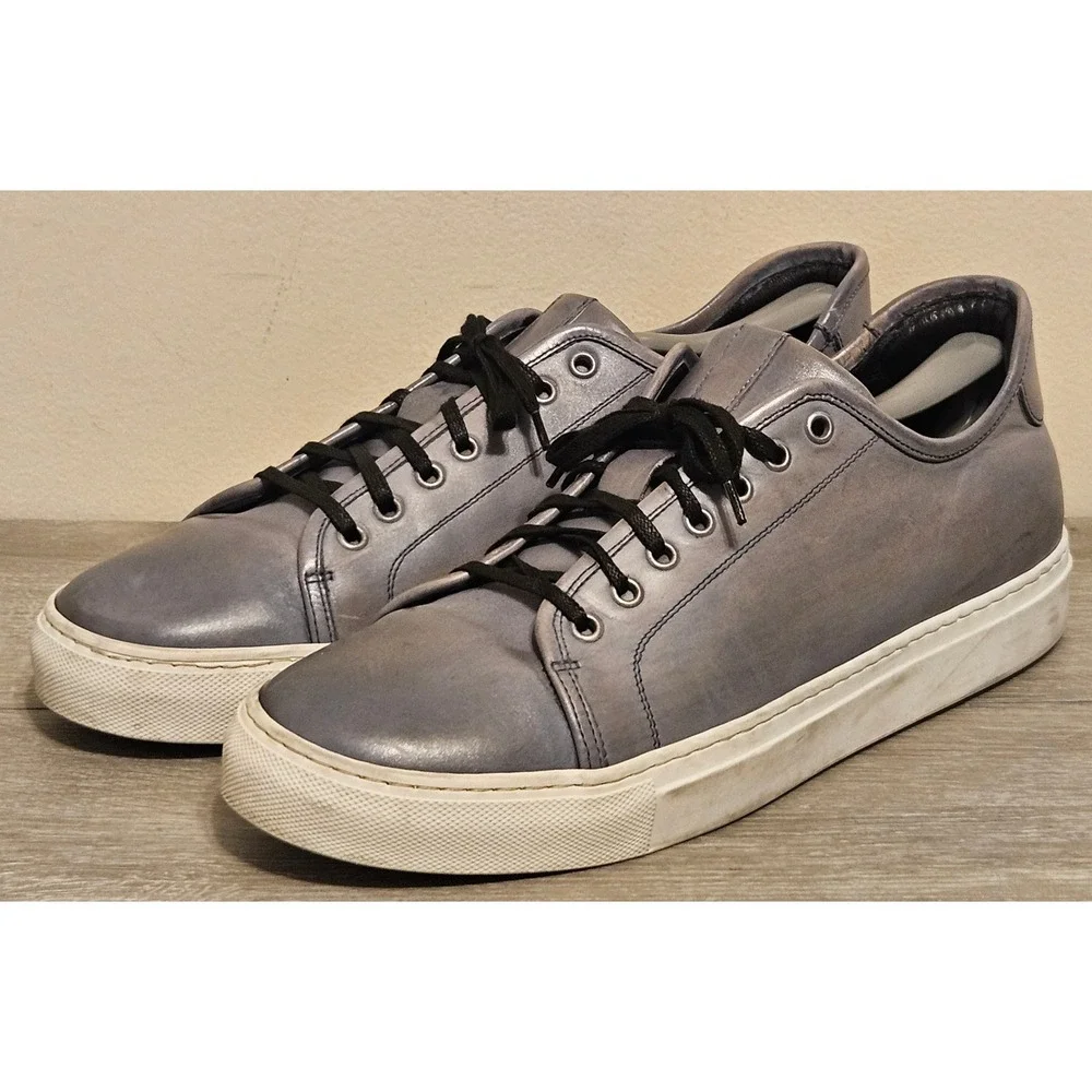 Dario Vis Mens Blue Grey Leather Low Top Sneakers Made in Italy 1402 Sz 44 / 11